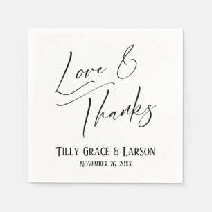 Elegant Handwriting Font Typography Love & Thanks Napkin