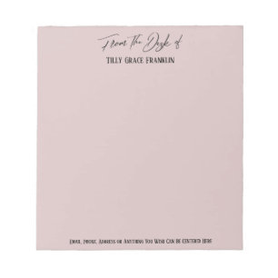 Elegant Handwriting "From the Desk of" Dusty Rose Notepad