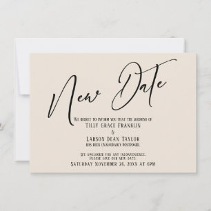 Elegant Handwriting New Date Cream Announcement