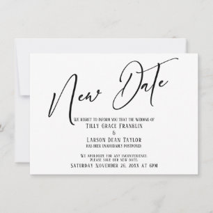 Elegant Handwriting New Date Simple Announcement