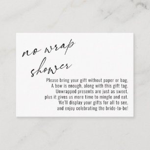 Elegant Handwriting No Wrap Shower, White Enclosure Card