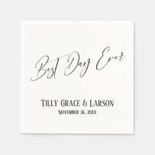 Elegant Handwriting Simple Best Day Ever Napkin