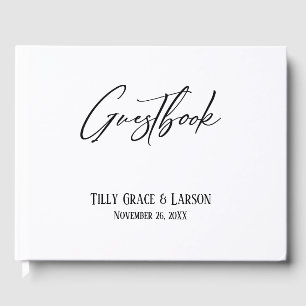Elegant Handwriting Simple Black & White Guestbook