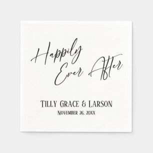 Elegant Handwriting Simple Happily Ever After Napkin