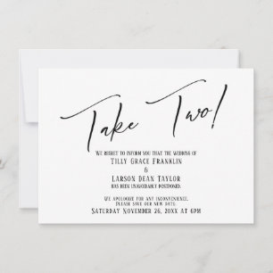 Elegant Handwriting Take Two Wedding Delay Card