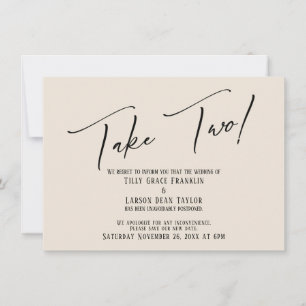 Elegant Handwriting Take Two Wedding Delay Cream I Invitation
