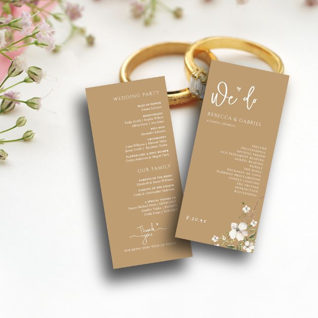 Elegant Handwriting Watercolor Floral Wedding Program (Creator Uploaded)