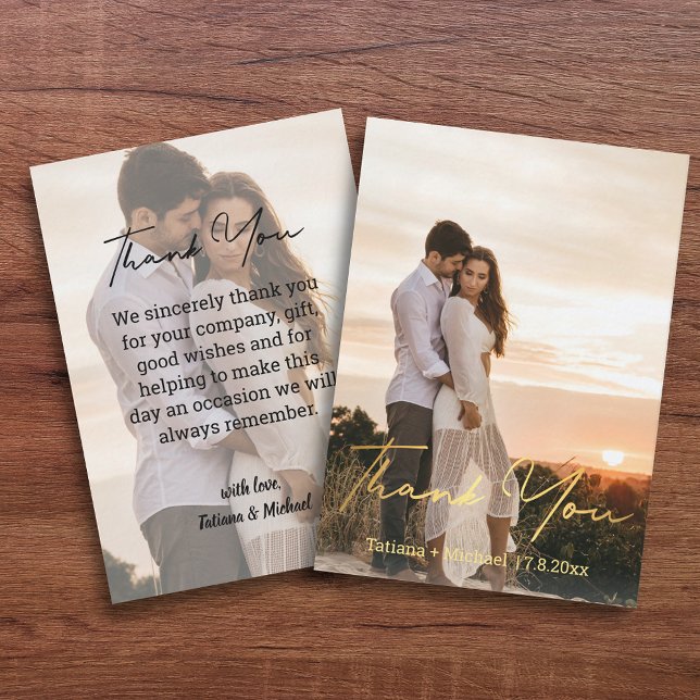elegant handwriting wedding 2 photos  thank you   card (Creator Uploaded)