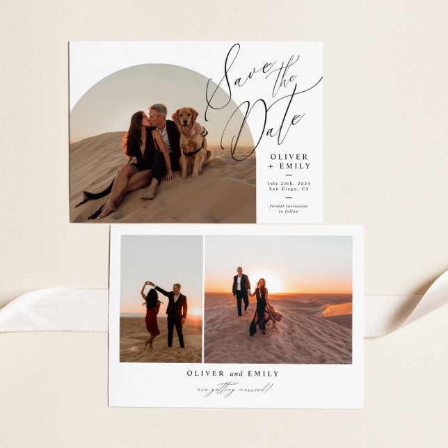 Elegant Handwritten Arch Photo Save the Date Invitation (Creator Uploaded)