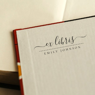 Elegant Handwritten Ex Libris Script Custom Name Self-inking Stamp