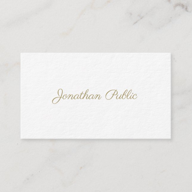 Elegant Handwritten Gold Look Script Modern Cool Business Card (Front)