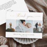 Elegant Handwritten Gold Script Wedding Photo  Thank You Card<br><div class="desc">Elegant Handwritten Gold Script Wedding Photo Thank You Card. The back includes a thank you message from the couple or you can remove it if you prefer to hand write your thank you.</div>