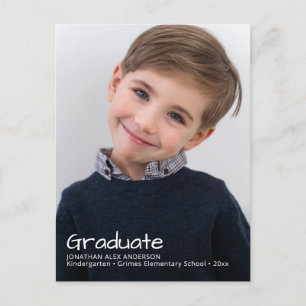 Elegant Handwritten Graduation Photo Announcement Postcard