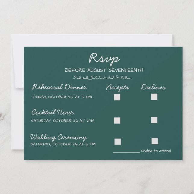 Elegant Handwritten Multi-Event Wedding RSVP Invitation (Front)