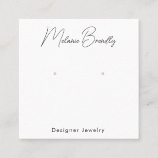 Elegant Handwritten Name Jewellery Earring Display Square Business Card