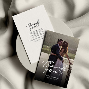 Elegant Handwritten Photo Wedding Thank You Card