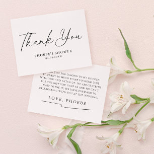 Elegant Handwritten Script Bridal Shower Flat Thank You Card