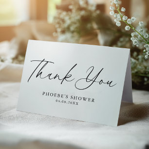 Elegant Handwritten Script Bridal Shower Folded Thank You Card