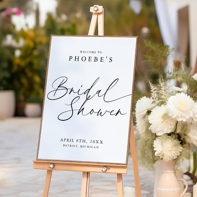 Elegant Handwritten Script Bridal Shower Welcome Poster (Creator Uploaded)