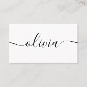Elegant Handwritten Script Calligraphy Black White Business Card