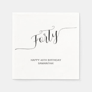 Elegant Handwritten Script Forty 40th Birthday Napkin