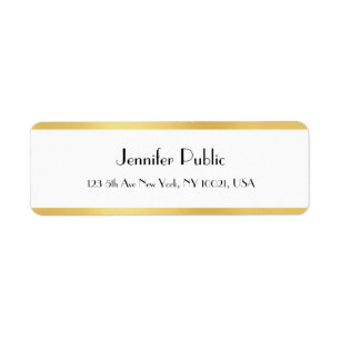 Elegant Handwritten Script Gold White Template Return Address Label