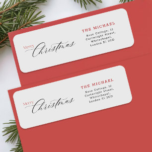 Elegant Handwritten Script Merry Christmas Return Address Label