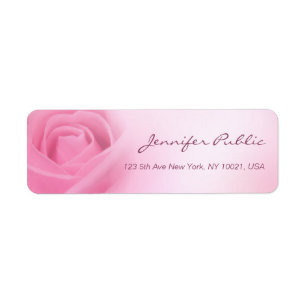 Elegant Handwritten Script Modern Pink Rose Return Address Label
