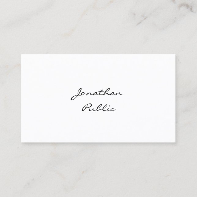 Elegant Handwritten Script Modern Professional Top Business Card (Front)