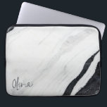 Elegant Handwritten Script Name Black White Marble Laptop Sleeve<br><div class="desc">Elegant Modern Handwritten Script Name Black White Marble Laptop Sleeve or iPad Sleeve</div>