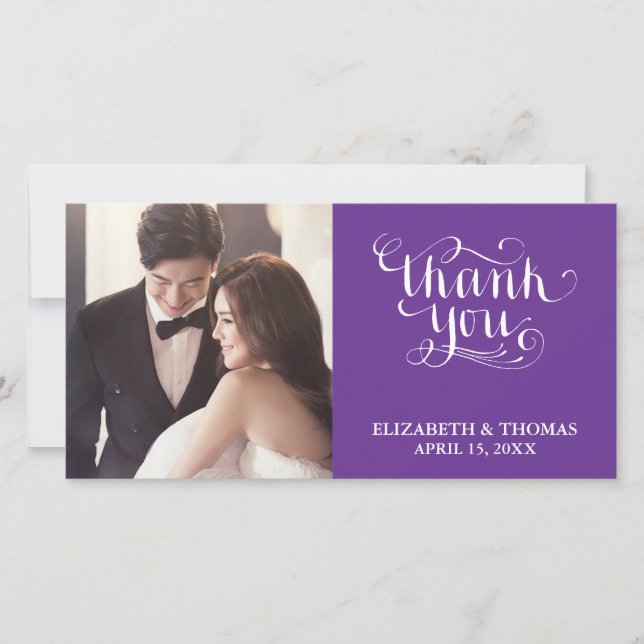 ELEGANT HANDWRITTEN SCRIPT PHOTO THANK YOU CARD (Front)