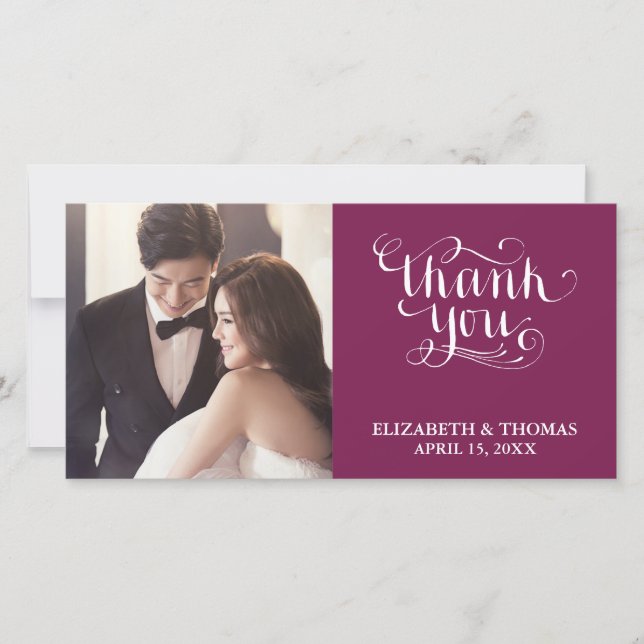 ELEGANT HANDWRITTEN SCRIPT PHOTO THANK YOU CARD (Front)