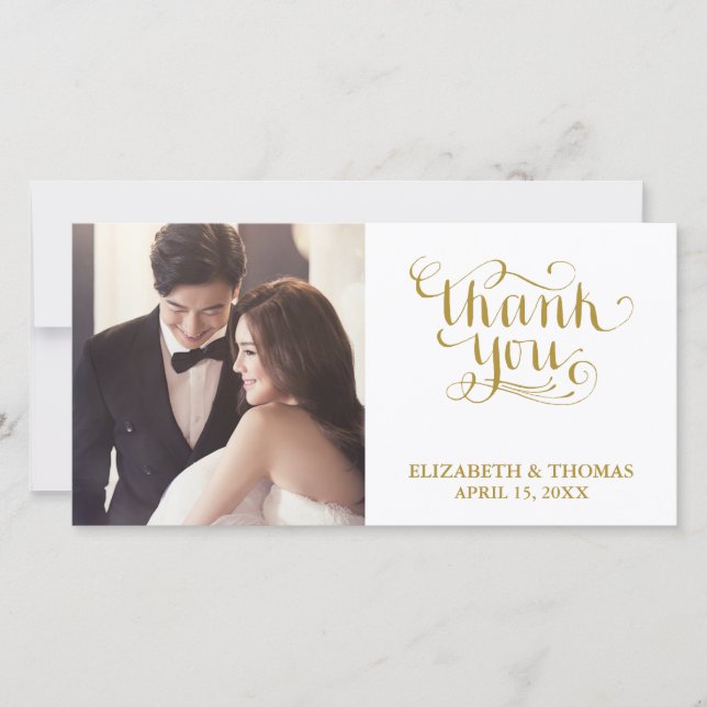 ELEGANT HANDWRITTEN SCRIPT PHOTO THANK YOU CARD (Front)