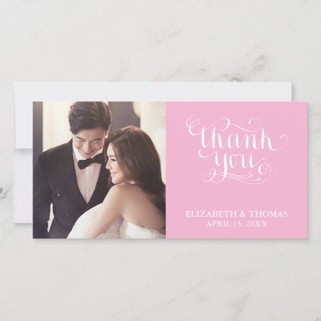 ELEGANT HANDWRITTEN SCRIPT PHOTO THANK YOU CARD (Front)