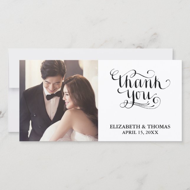 ELEGANT HANDWRITTEN SCRIPT PHOTO THANK YOU CARD (Front)