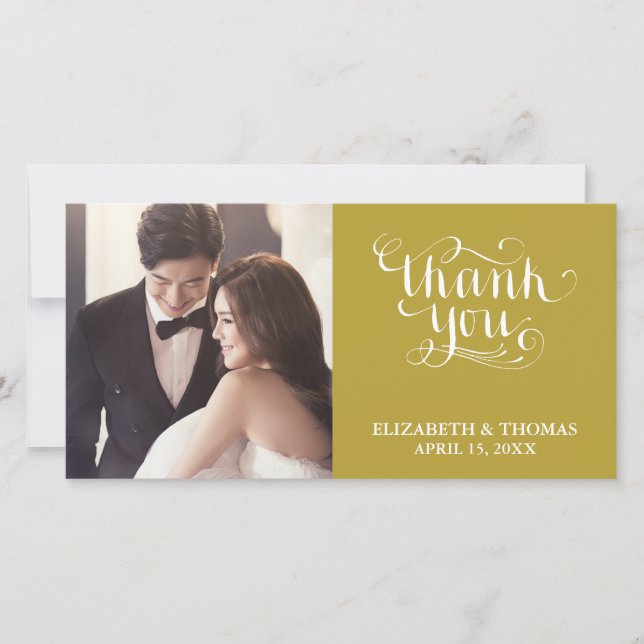ELEGANT HANDWRITTEN SCRIPT PHOTO THANK YOU CARD (Front)