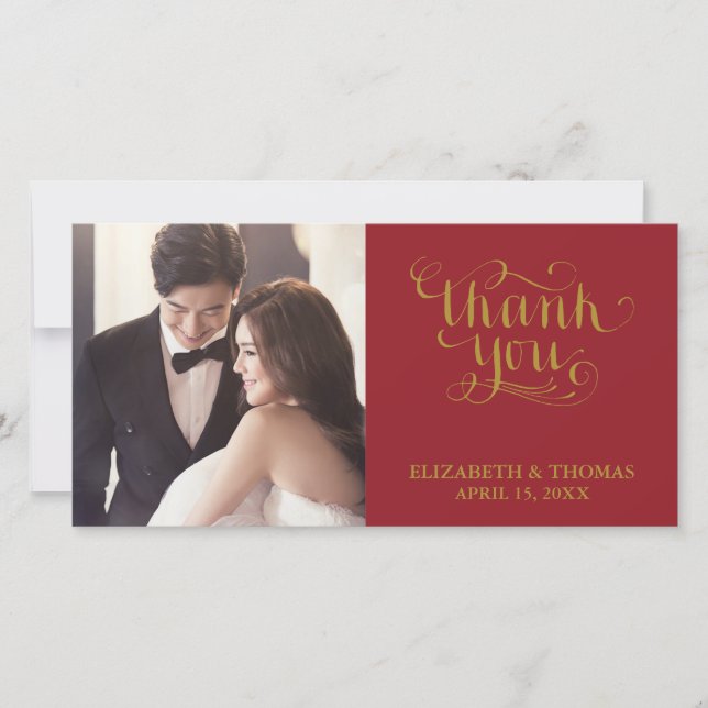 ELEGANT HANDWRITTEN SCRIPT PHOTO THANK YOU CARD (Front)