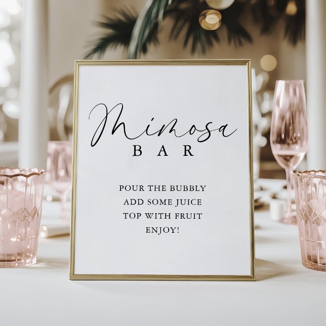 Elegant Handwritten Script Shower Mimosa Bar Poster (Creator Uploaded)