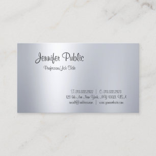 Elegant Handwritten Script Silver Look Minimalist Business Card