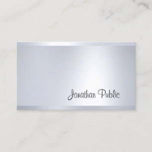 Elegant Handwritten Script Silver Look Modern Glam Business Card