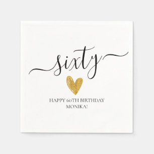 Elegant Handwritten Script Sixty 60th Birthday Napkin
