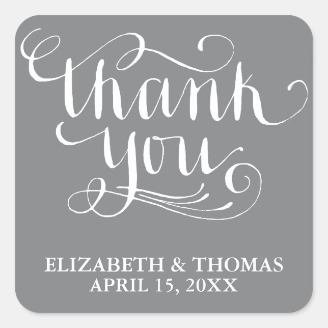 ELEGANT HANDWRITTEN SCRIPT THANK YOU STICKERS (Front)
