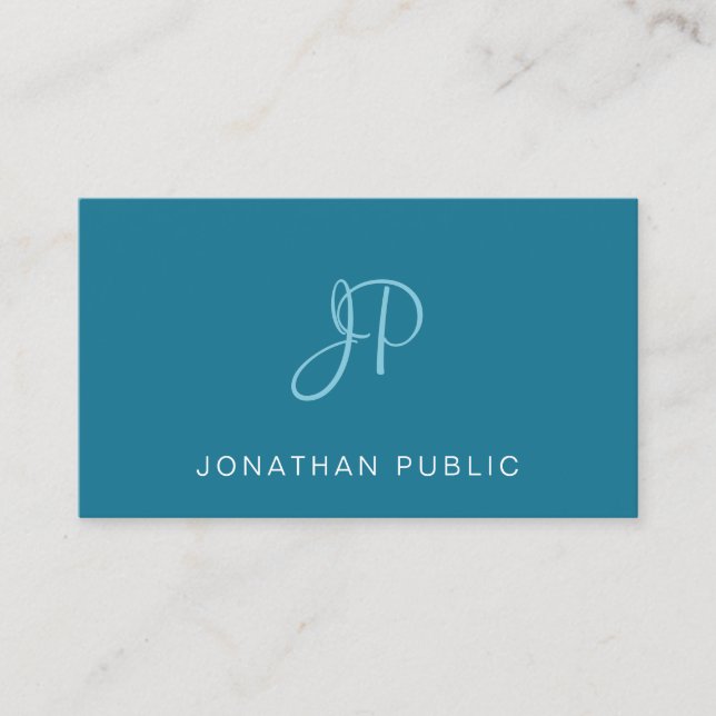 Elegant Handwritten Script Trendy Turquoise Plain Business Card (Front)