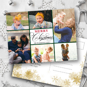 Elegant Handwritten Typography    6 Photo Collage Holiday Postcard