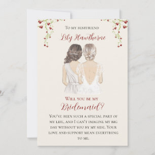 Elegant Hanging Floral Photo Bridesmaid Proposal Invitation