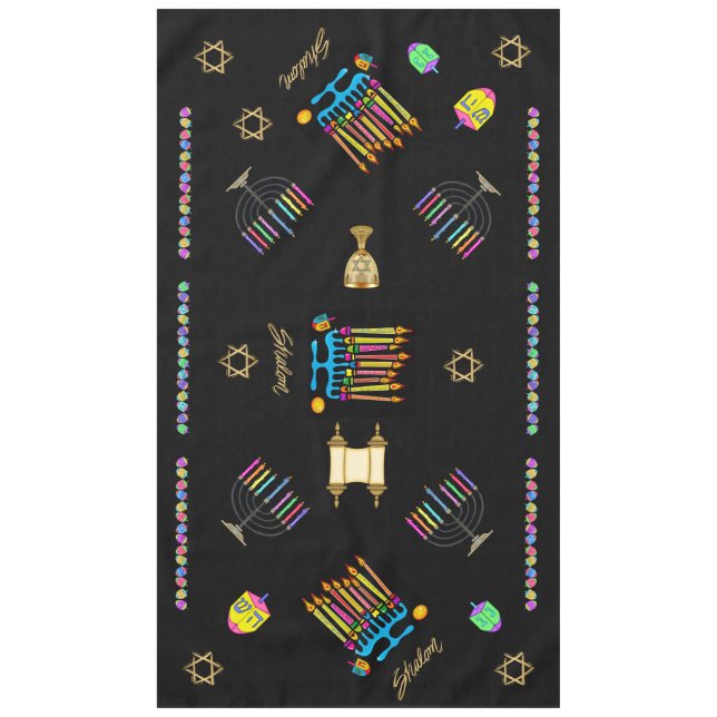 Elegant Hanukkah Chanukah Tablecover Tablecloth (Front)