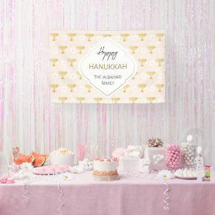 Elegant Hanukkah Holiday Pattern Gold Banner