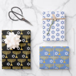 Elegant Hanukkah Holiday Pattern Gold Wrapping Paper Sheet<br><div class="desc">Digital Art</div>