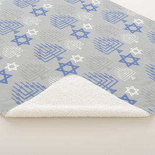 Elegant Hanukkah Holiday Pattern Sherpa Blanket