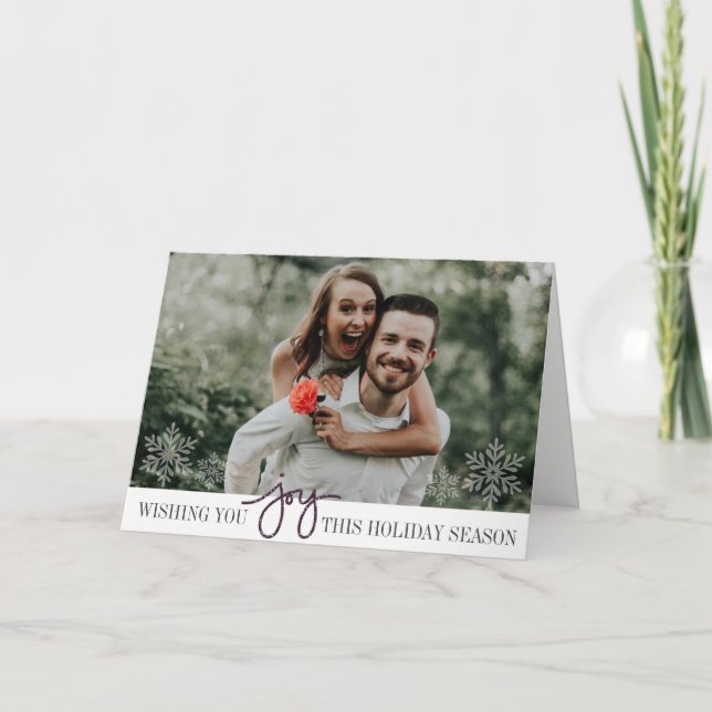 Elegant Hanukkah Joy Folded Photo Card (Front)